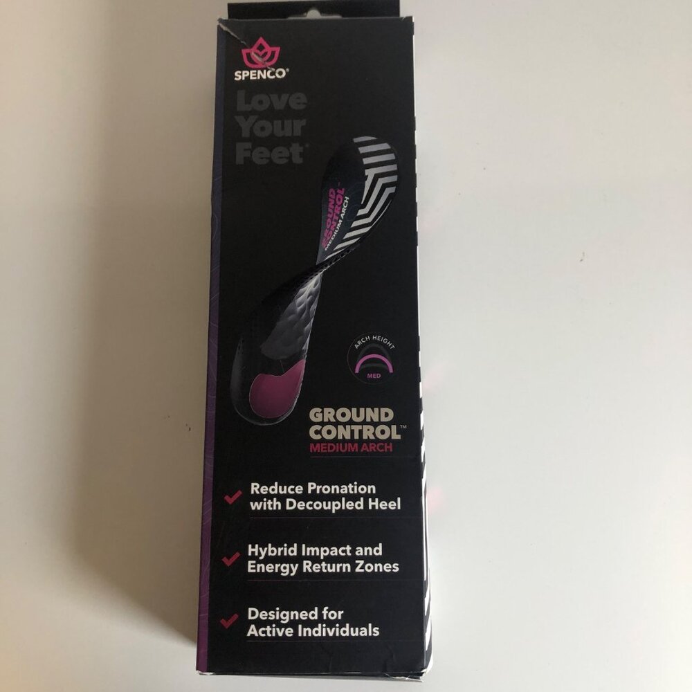 Spenco Ground Control Medium Arch Shoe Insoles Size S Womens 7-8 Mens 6-7 NEW